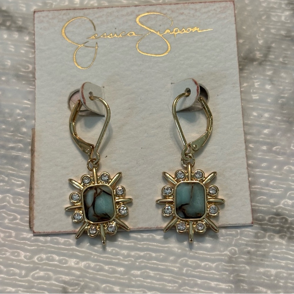NWT Jessica Simpson Faux Turquoise Earrings